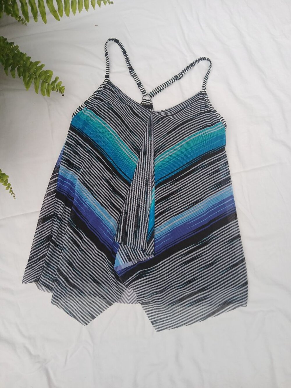 Beach House Striped Swimwear Tankini Top